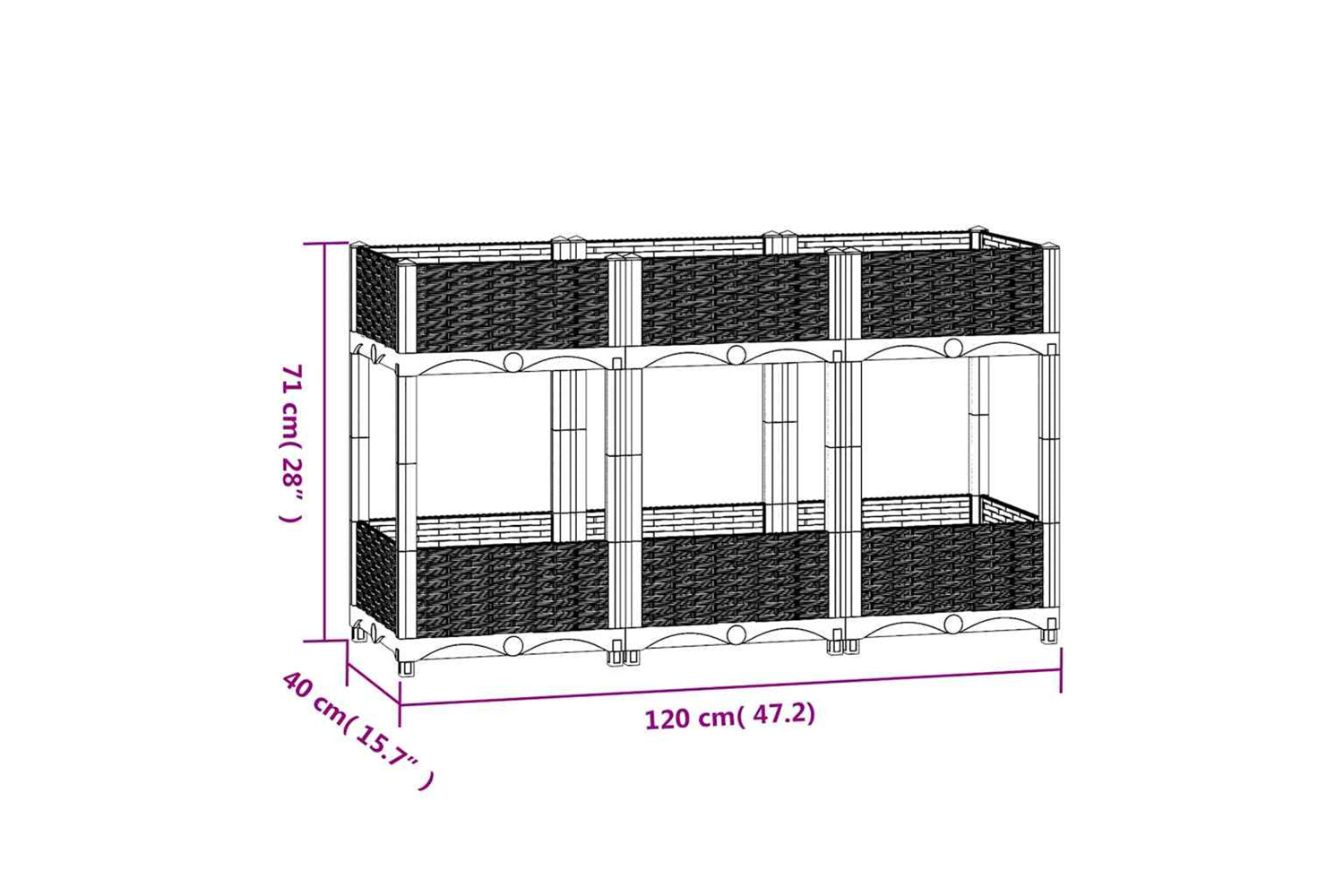 vidaXL Raised Bed 120x40x71cm Polypropylene-7