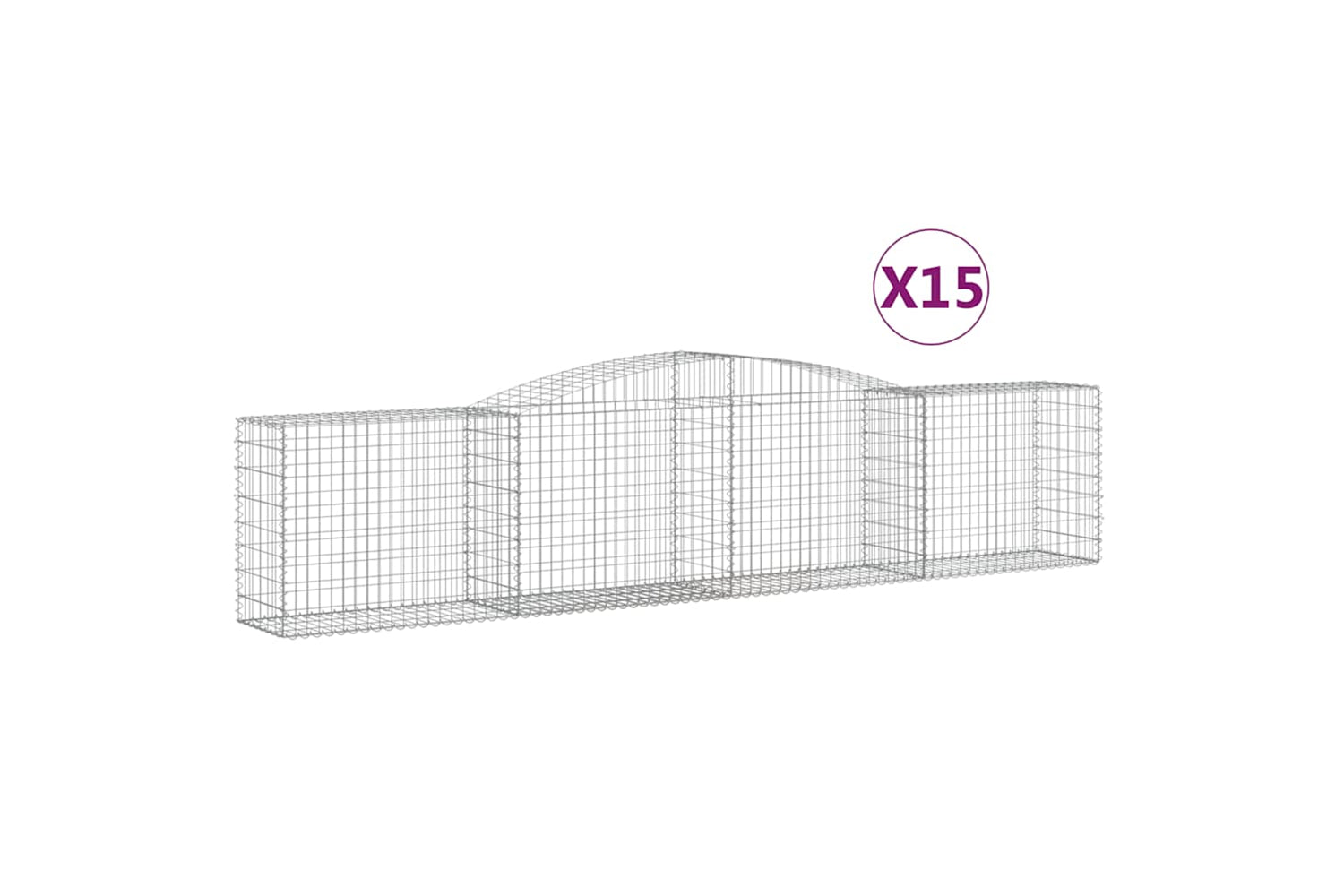 vidaXL 3146992 Arched Gabion Baskets 15 Pcs 400x50x80/100cm Galvanised Iron