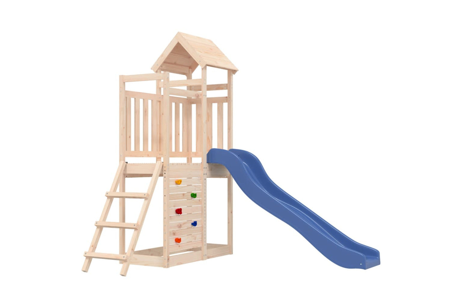 Vidaxl 3155888 Playhouse With Slide Rockwall Solid Wood Pine-2