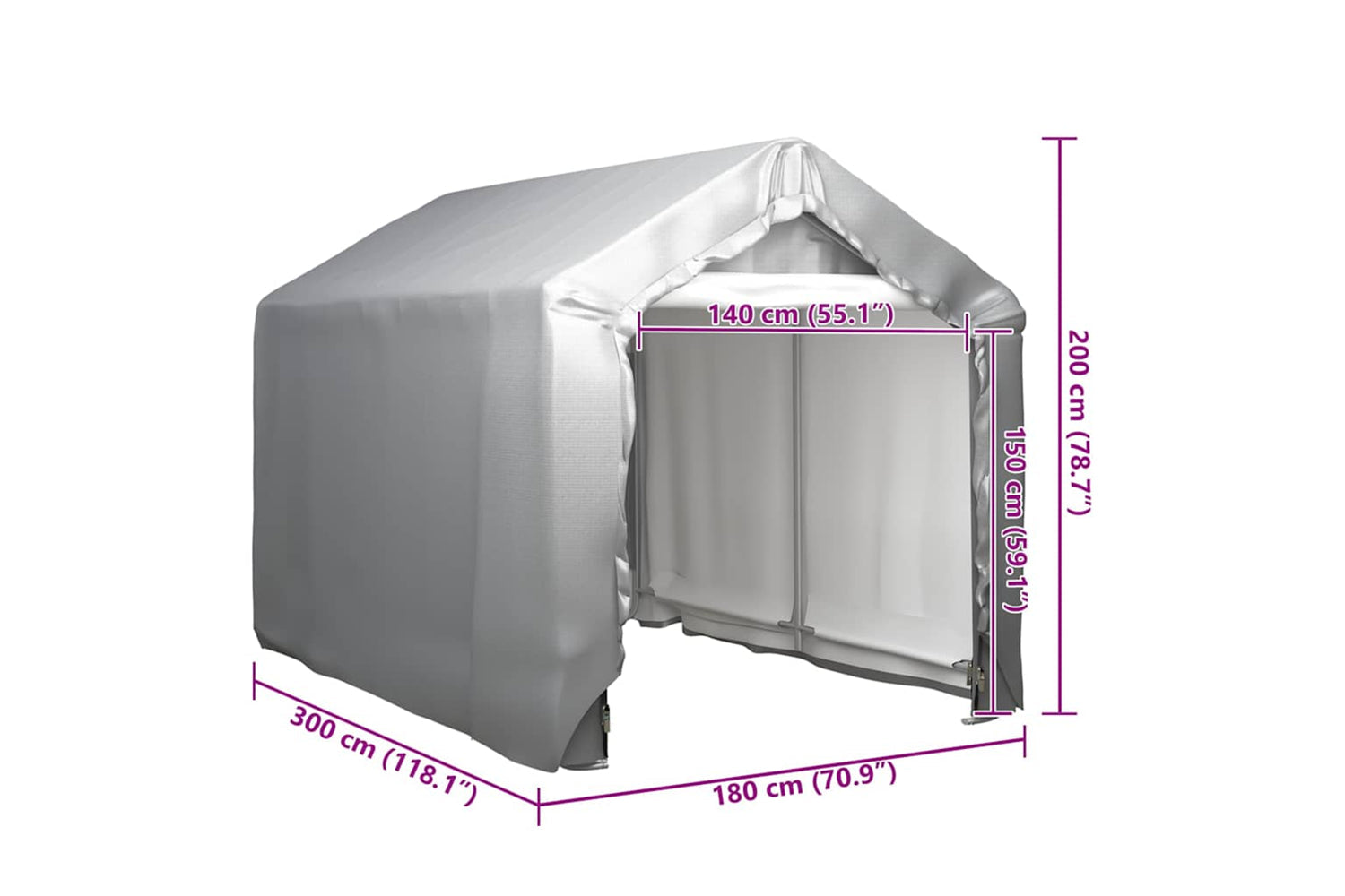 vidaXL 3079585 Storage Tent 180x300cm Steel Grey-5