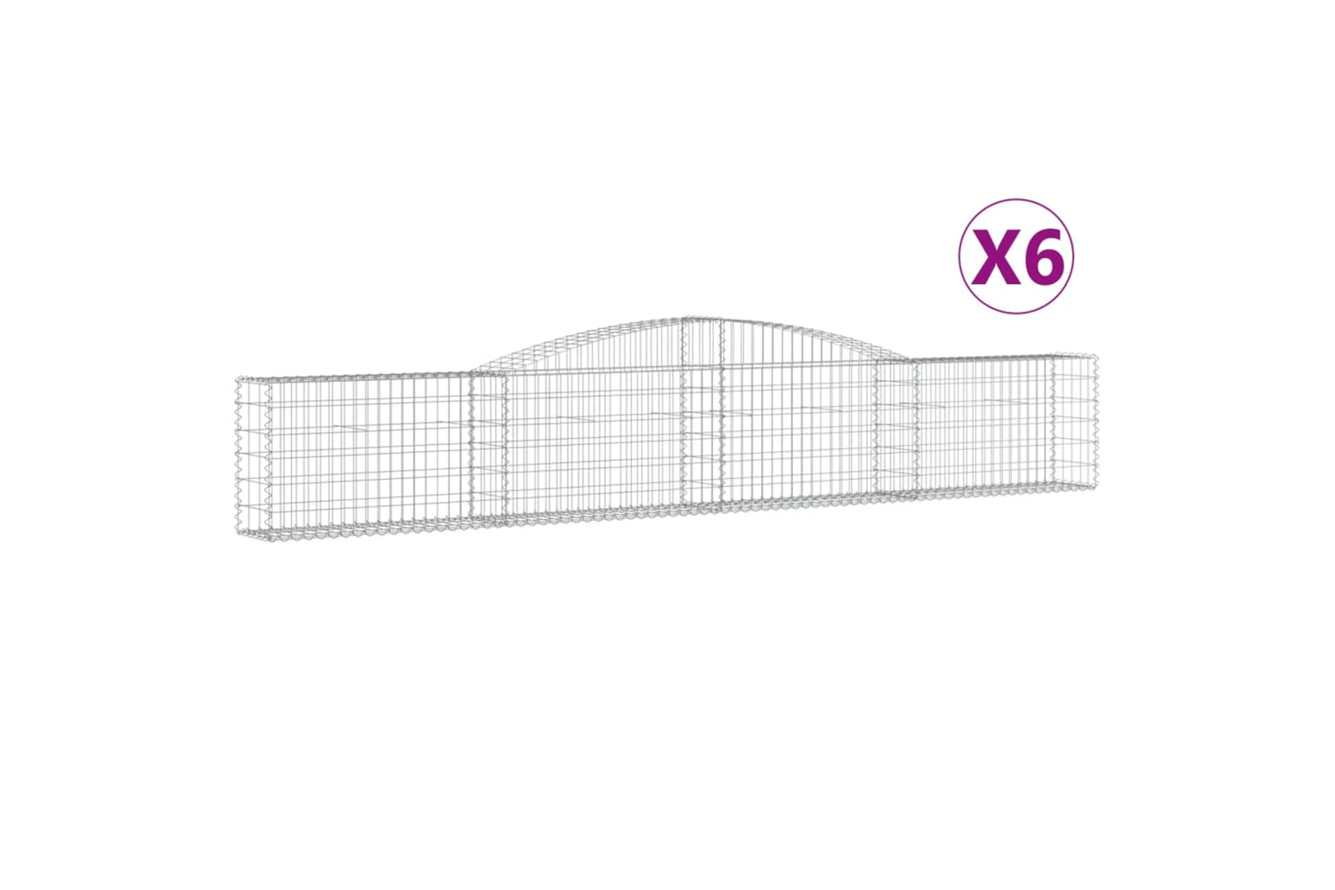 vidaXL 3146844 Arched Gabion Baskets 6 Pcs 400x30x60/80cm Galvanised Iron