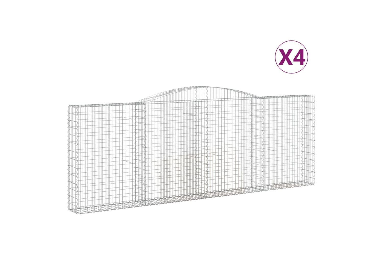 vidaXL 3146894 Arched Gabion Baskets 4 Pcs 400x30x140/160cm Galvanised Iron