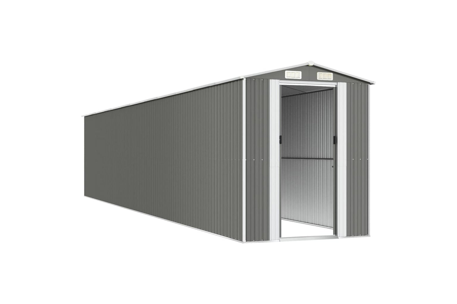 vidaXL 3147448 Garden Shed Light Grey 192x1021x223cm Galvanised Steel-3