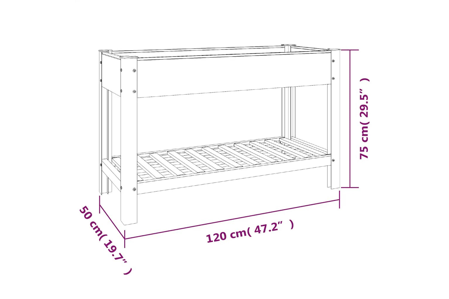 vidaXL 362570 Garden Raised Bed With Shelf Grey 120x50x75cm Wpc-6