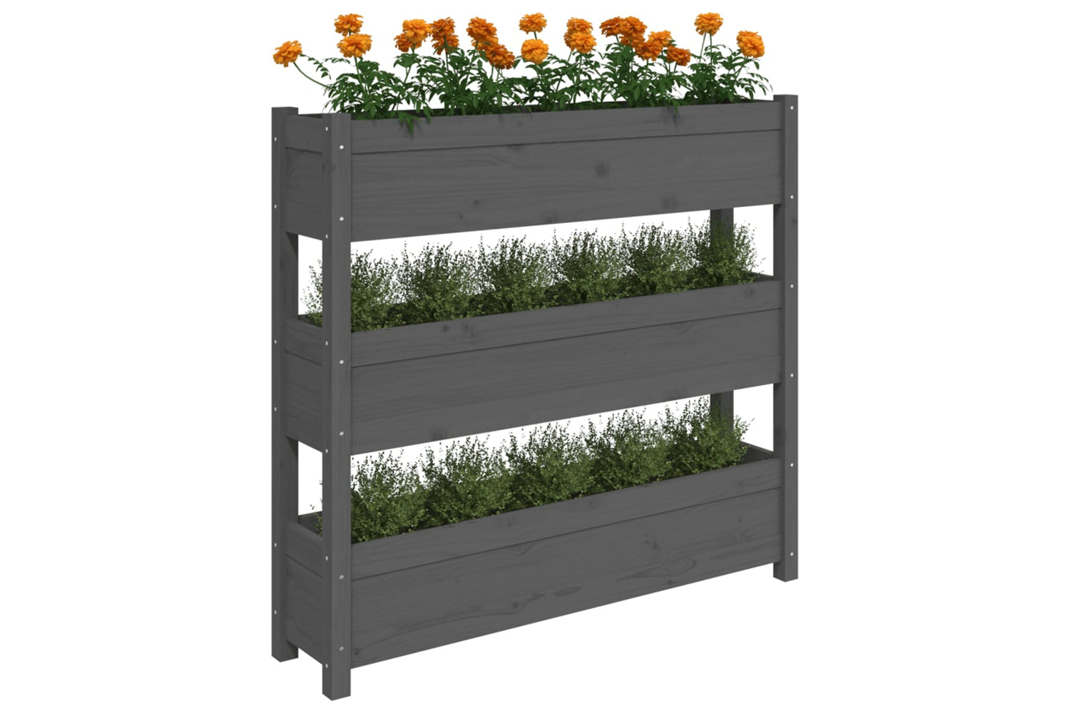 vidaXL 823922 Planter Grey 112x25x104.5cm Solid Wood Pine-3