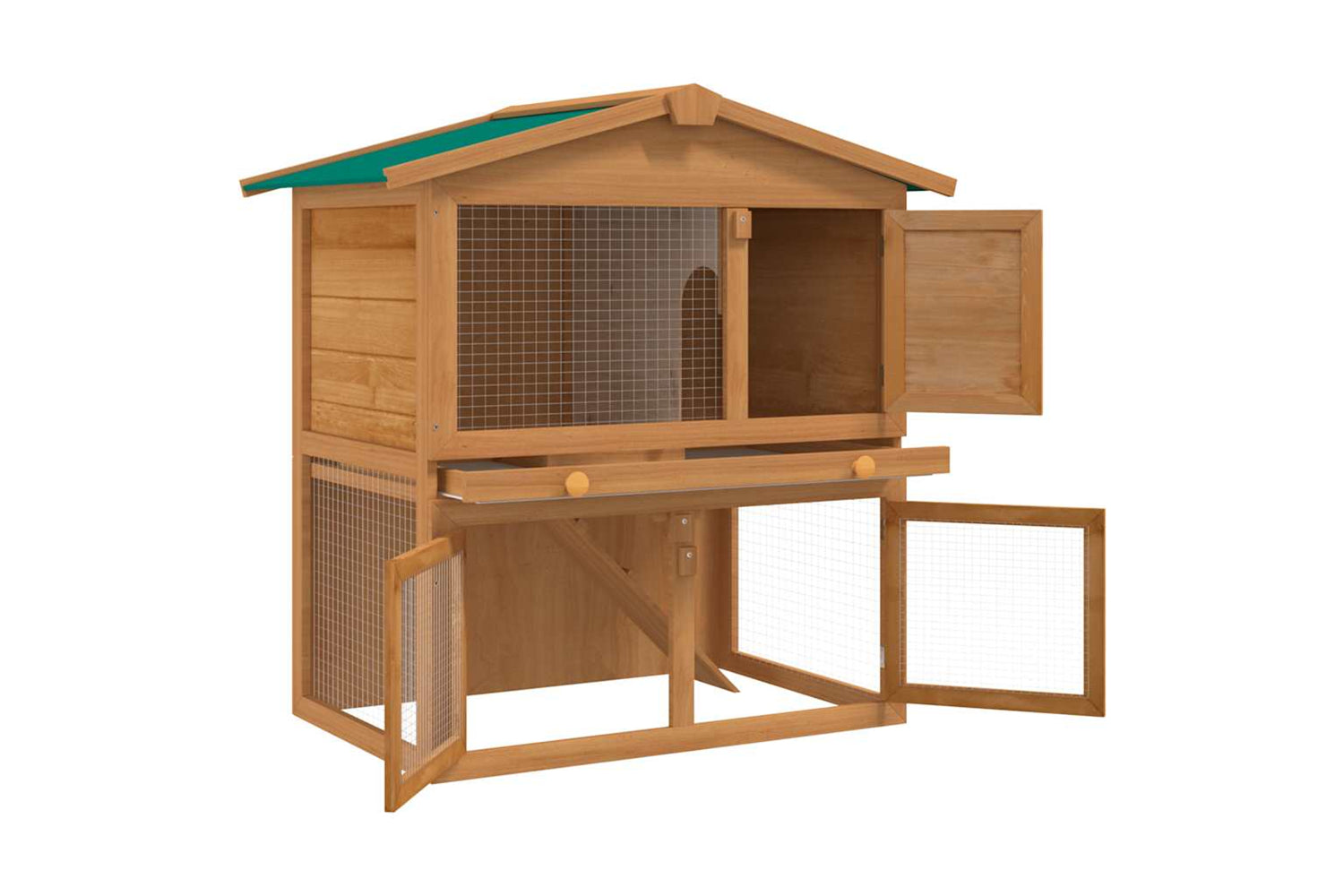 vidaXL 170160 Outdoor Rabbit Hutch Small Animal House Pet Cage 3 Doors Wood-3