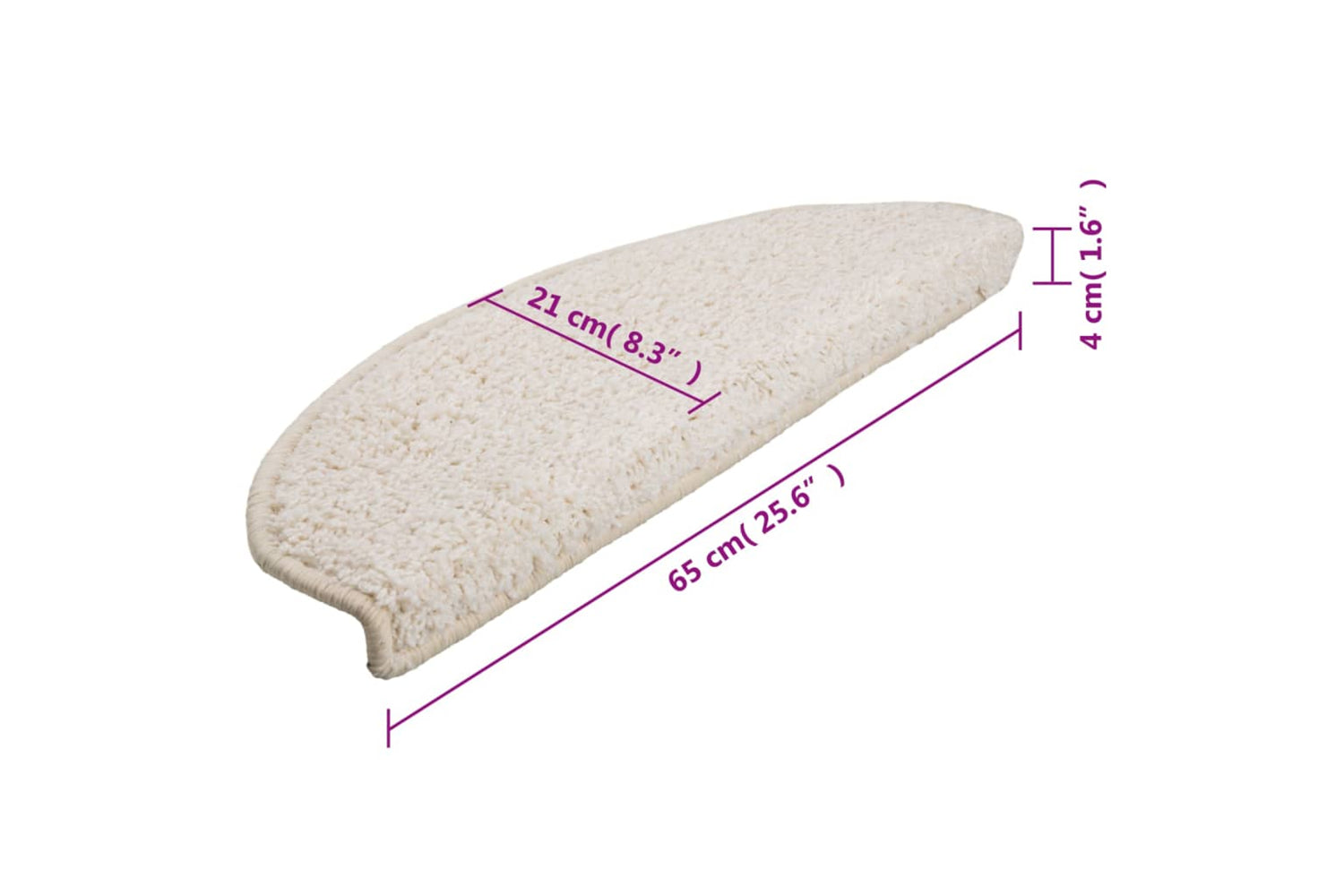 vidaXL 133906 Carpet Stair Treads 15 Pcs White 65x21x4cm-8