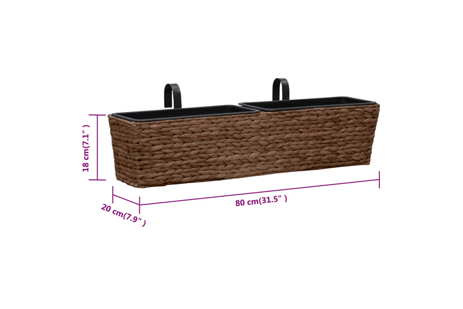 Vidaxl Garden Planters 2 Pcs Water Hyacinth Brown-9