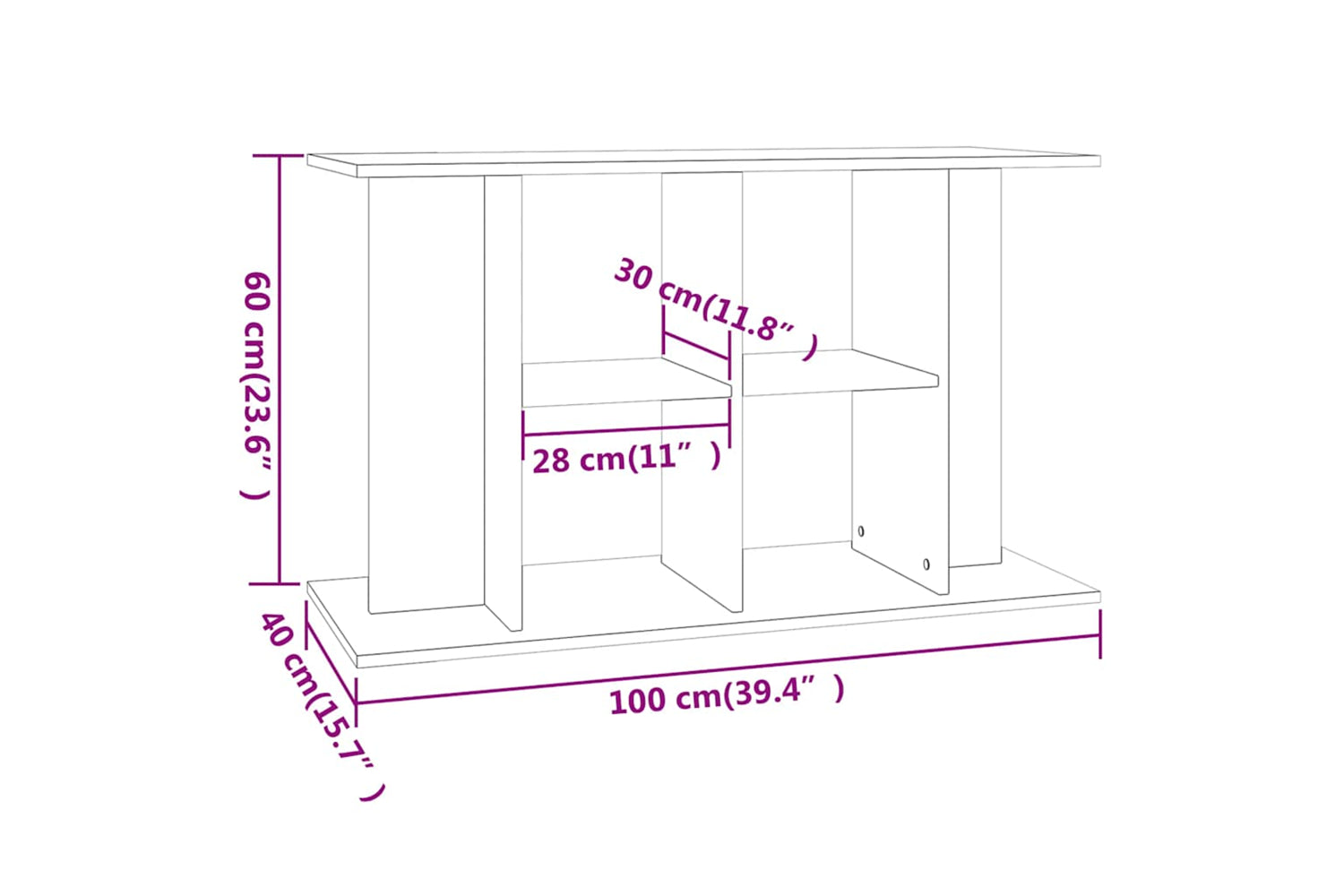 vidaXL 833583 Aquarium Stand White 100x40x60cm Engineered Wood-8