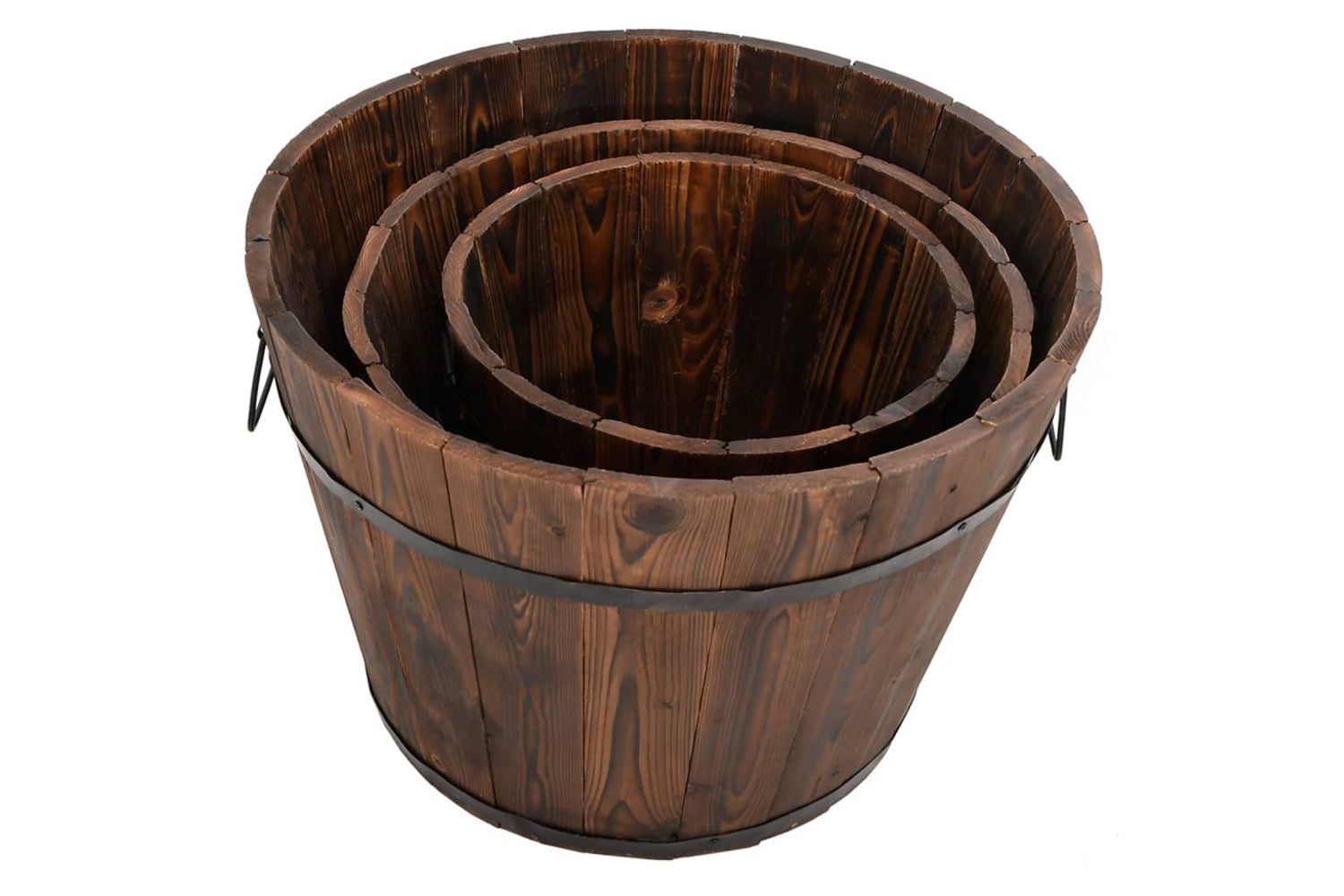 Vidaxl 363361 3 Piece Wooden Bucket Planter Set Solid Wood Fir-2