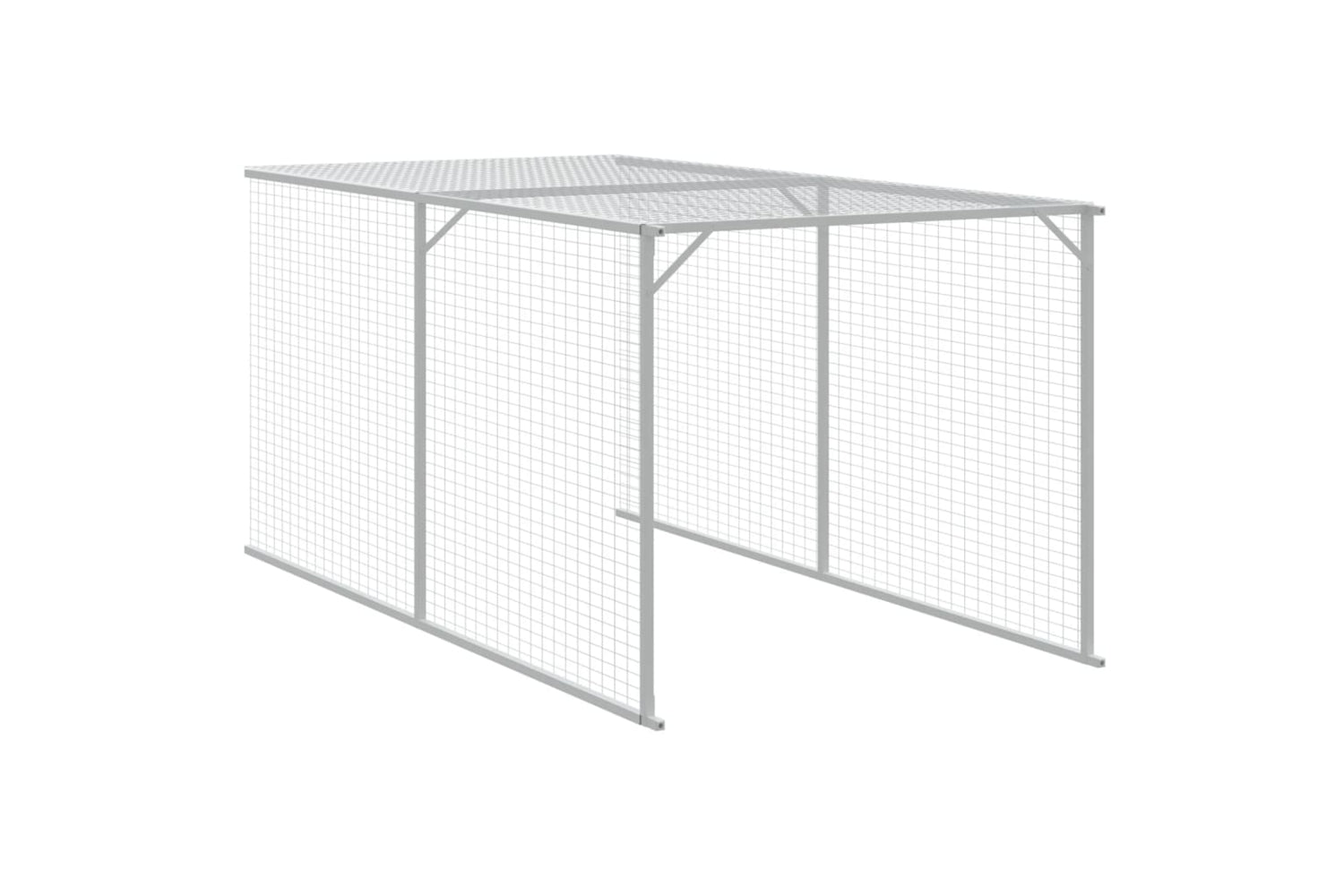 vidaXL 3189076 Chicken Cage With Run Light Grey 117x813x123cm Galvanised Steel-6