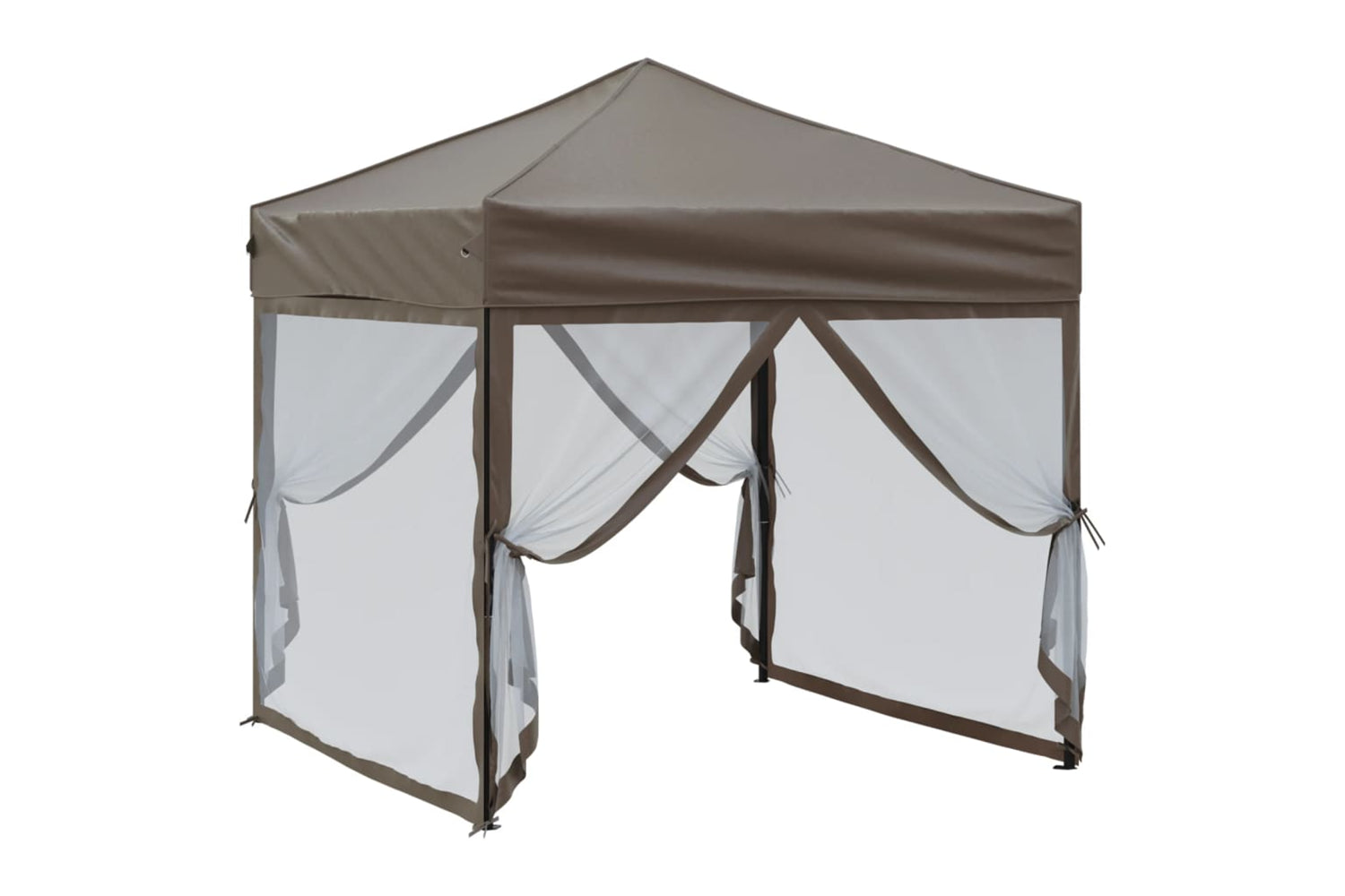 Vidaxl 93512 Folding Party Tent With Sidewalls Taupe 2x2 M-2