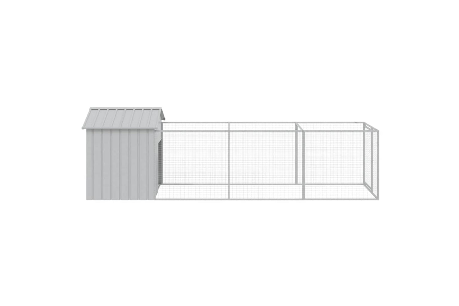 vidaXL 3189064 Dog House With Roof Light Grey 117x405x123cm Galvanised Steel-3