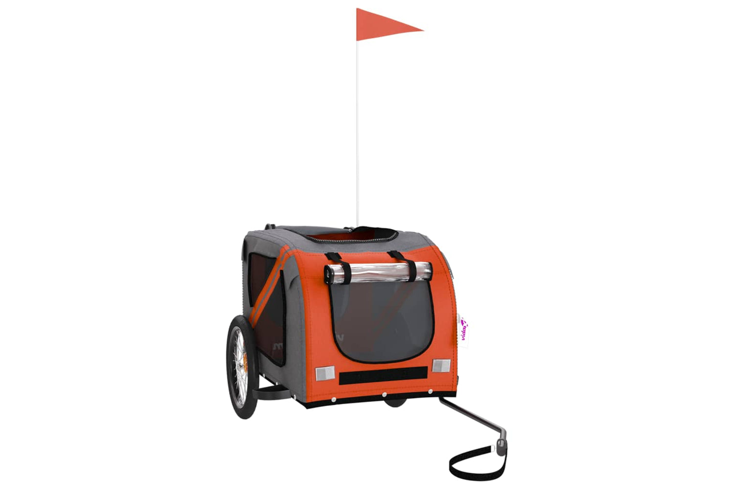 Vidaxl 93879 Pet Bike Trailer Orange And Black Oxford Fabric&iron-2
