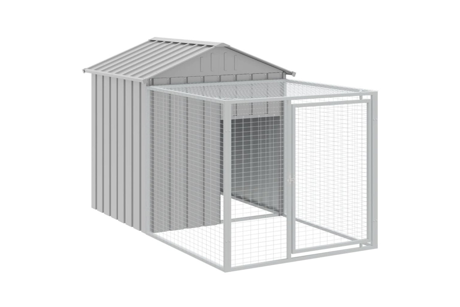 vidaXL 3189076 Chicken Cage With Run Light Grey 117x813x123cm Galvanised Steel-5