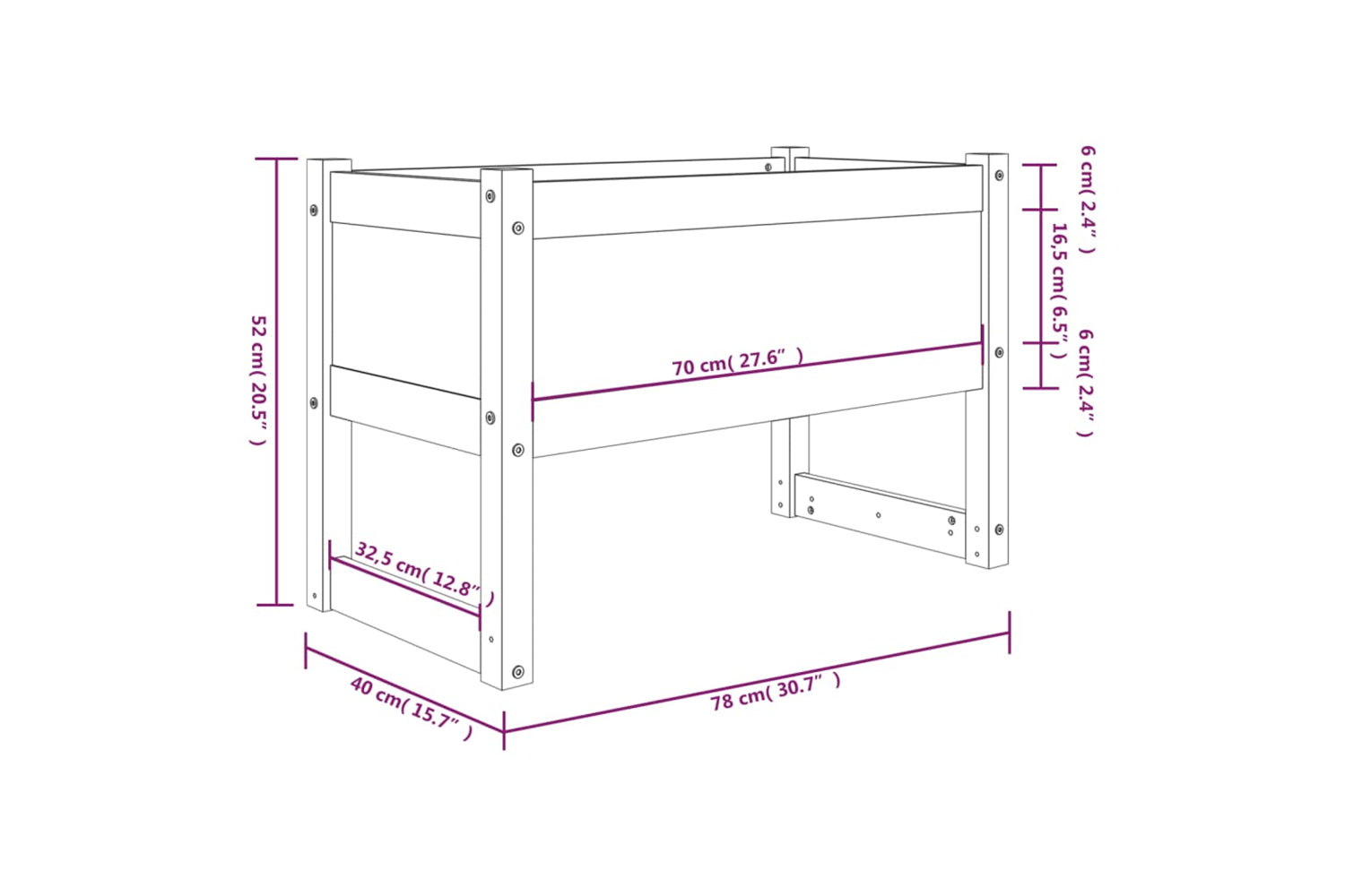 vidaXL 822117 Planter 78x40x52cm Solid Wood Pine-6
