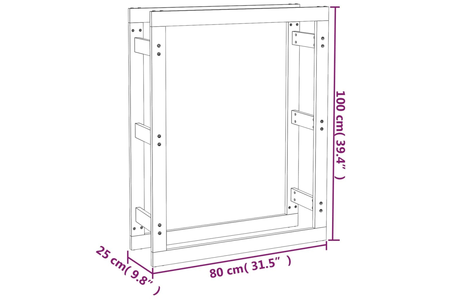 vidaXL 822419 Firewood Rack Grey 80x25x100cm Solid Wood Pine-7