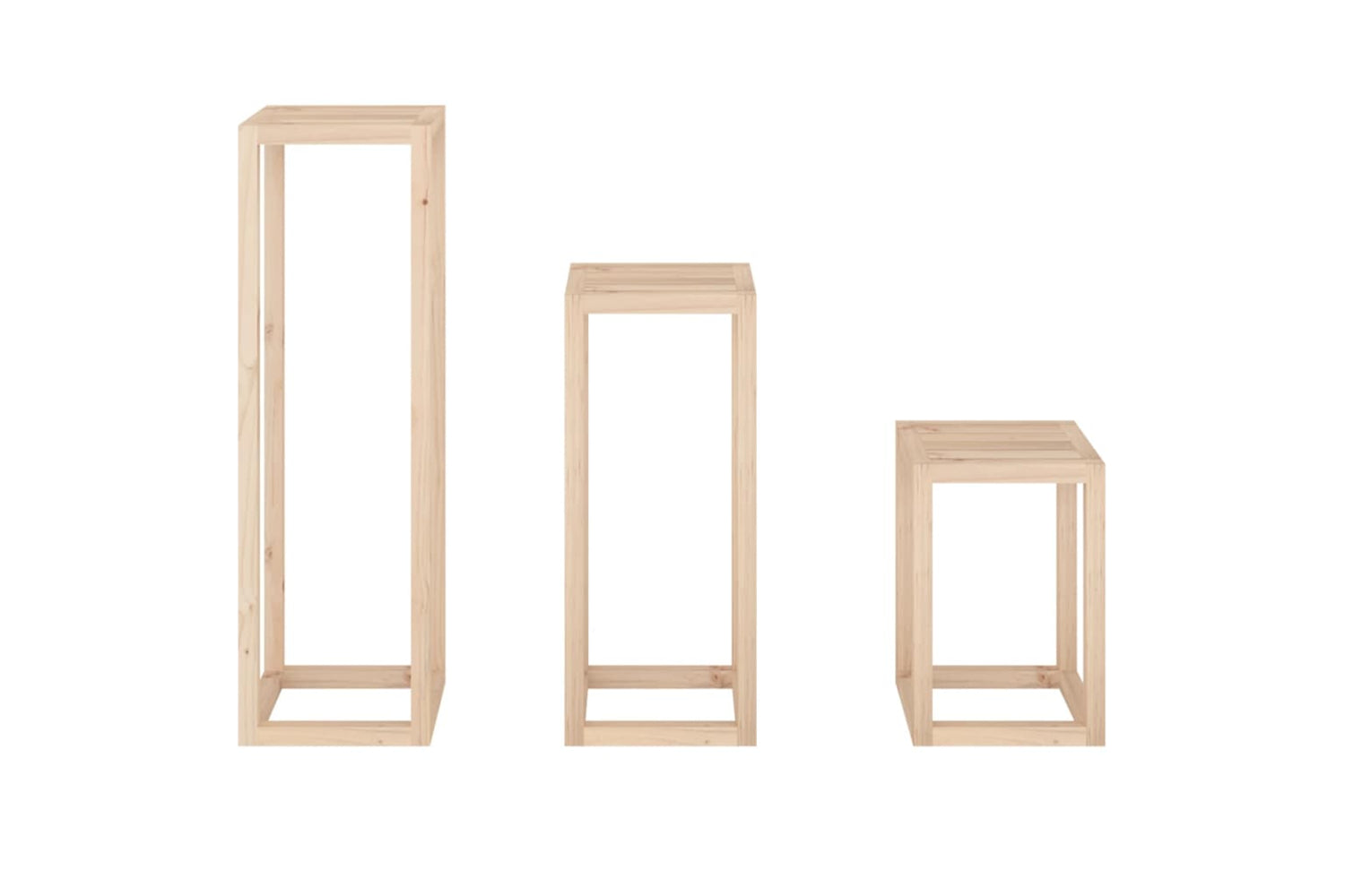 Vidaxl 822267 3 Piece Plant Stand Set Solid Wood Pine-5