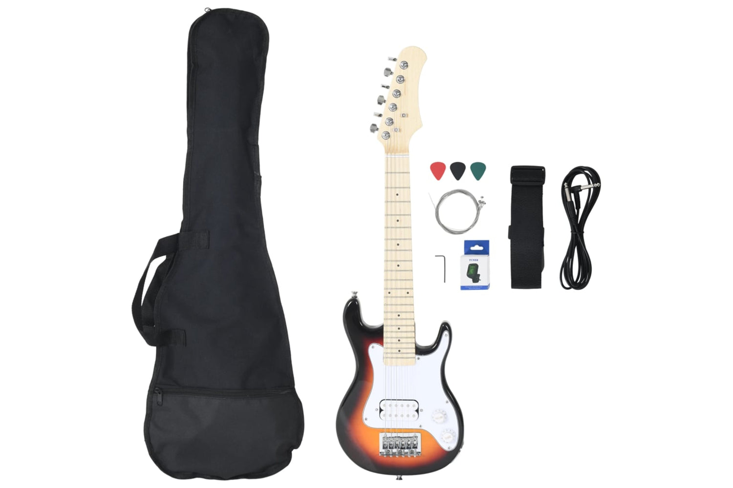vidaXL 70195 Electric Guitar For Kids With Bag Brown And White 3/4 30"-2