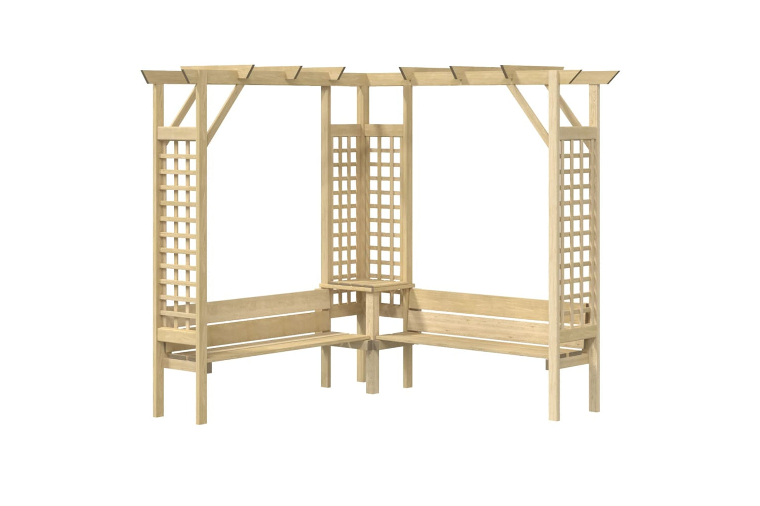 Vidaxl 44950 Corner Pergola With Bench Impregnated Pinewood