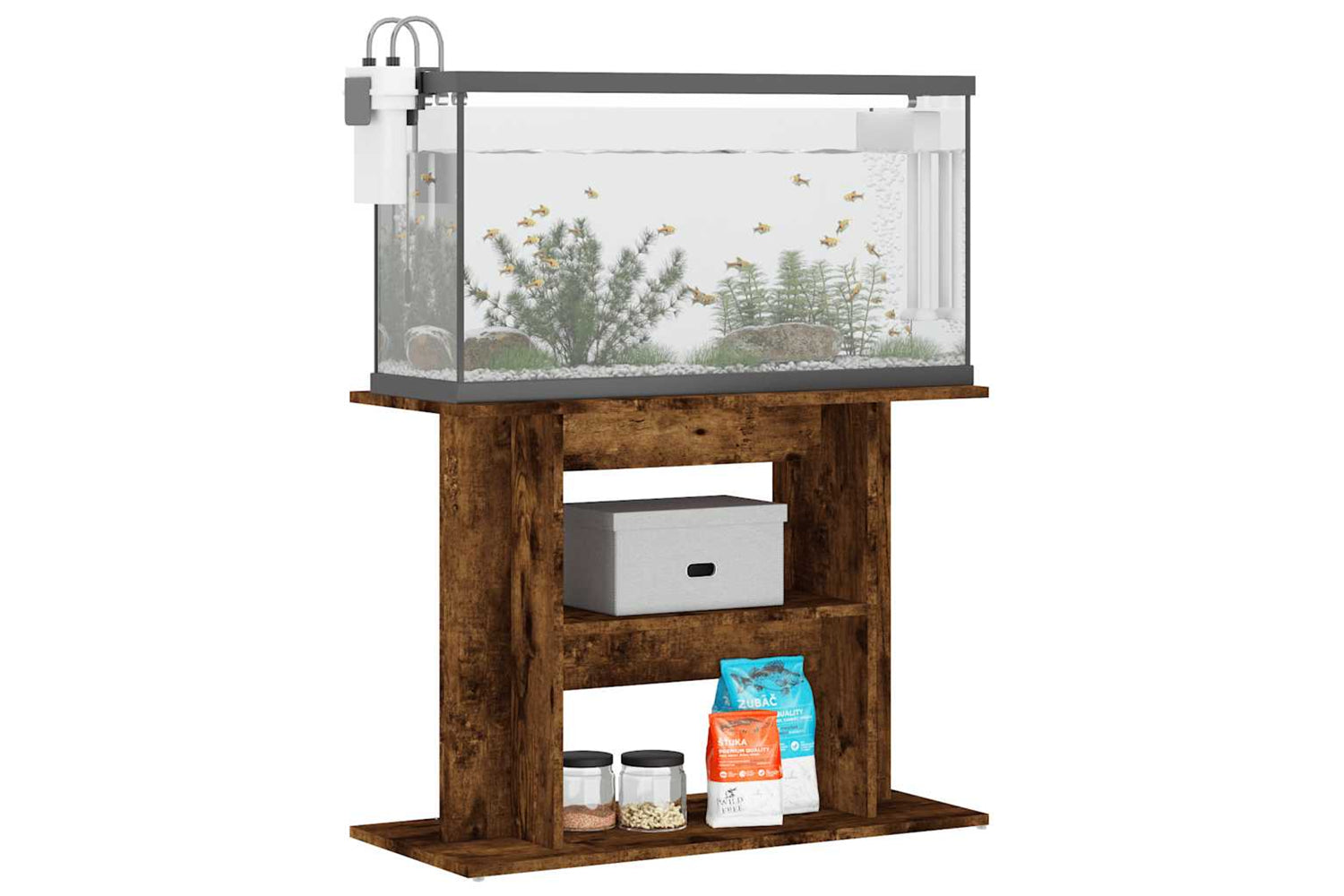 vidaXL 833580 Aquarium Stand Smoked Oak 80x35x60cm Engineered Wood-2