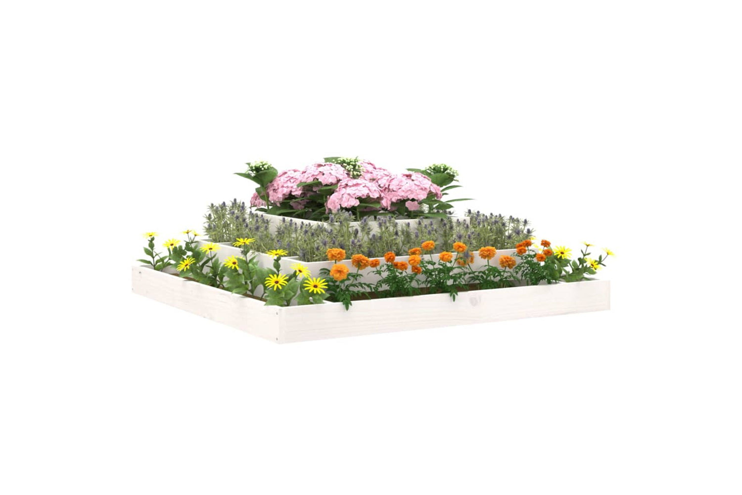 vidaXL 823872 Planter White 110x110x27cm Solid Wood Pine-2
