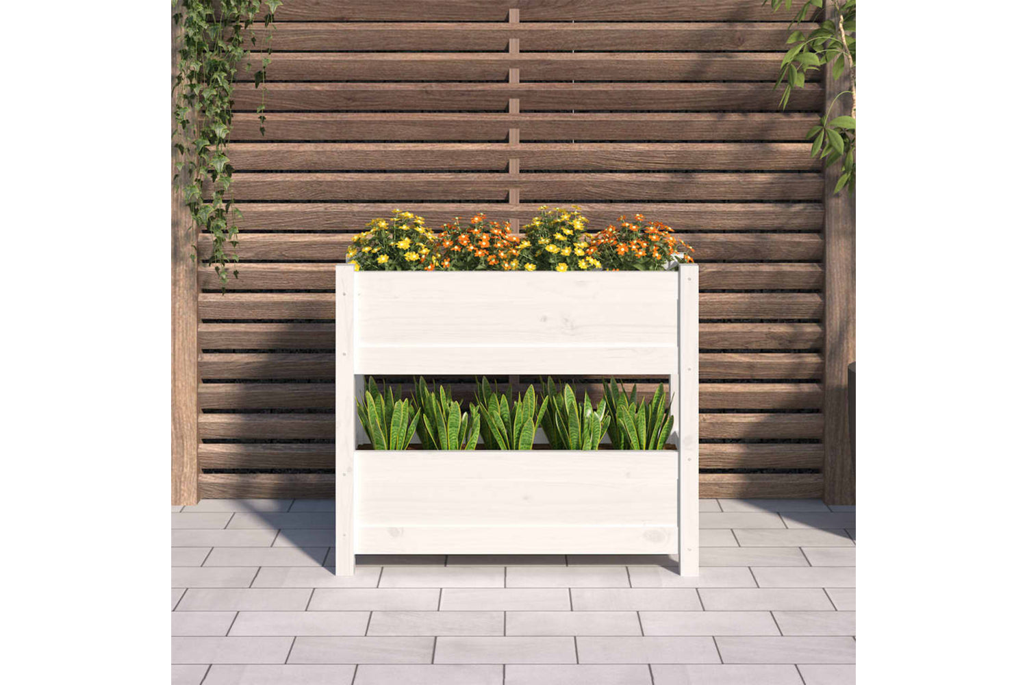 vidaXL 823942 Planter White 77x25x66cm Solid Wood Pine-2