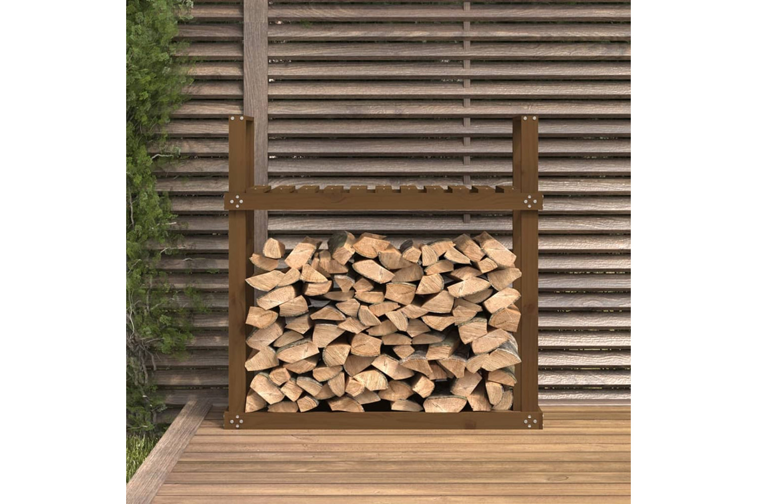 vidaXL 823860 Firewood Rack Honey Brown 110x35x108.5cm Solid Wood Pine-2