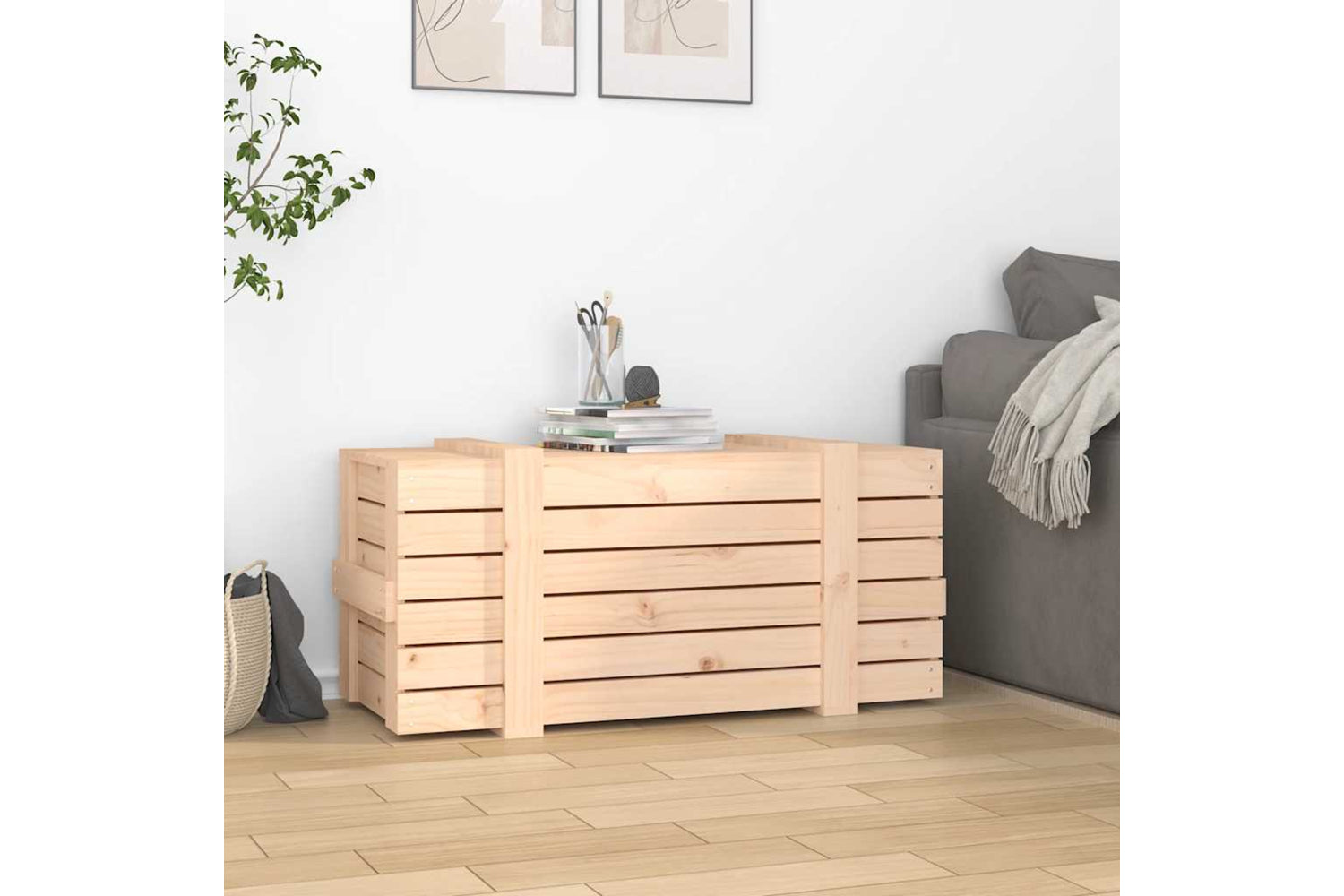 vidaXL 824998 Storage Box 91x40.5x42cm Solid Wood Pine-2