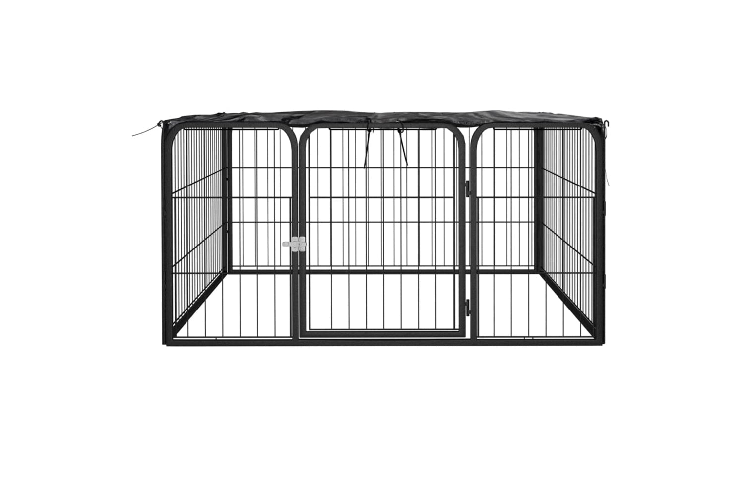 vidaXL 171795 Dog Playpen 4 Panels Black 100x50cm Powder-coated Steel-2