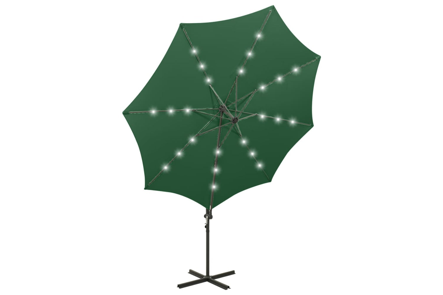 Vidaxl 312337 Cantilever Umbrella With Pole And Led Lights Green 300 Cm-5