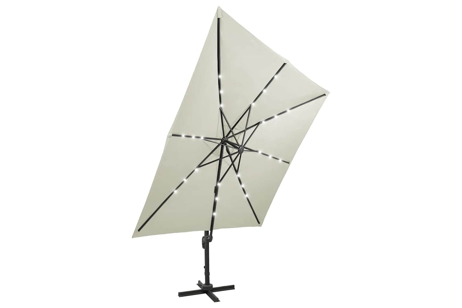 Vidaxl Cantilever Umbrella With Pole And Led Lights Sand 300 Cm-7