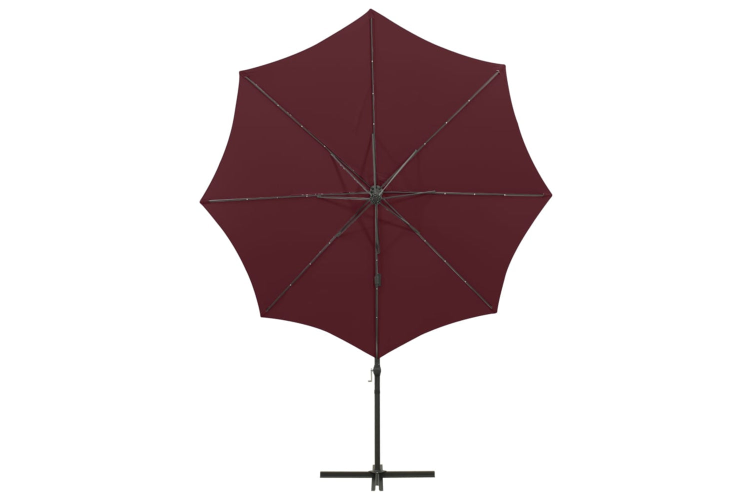 Vidaxl 312342 Cantilever Umbrella With Pole And Led Lights Bordeaux Red 300 Cm-6