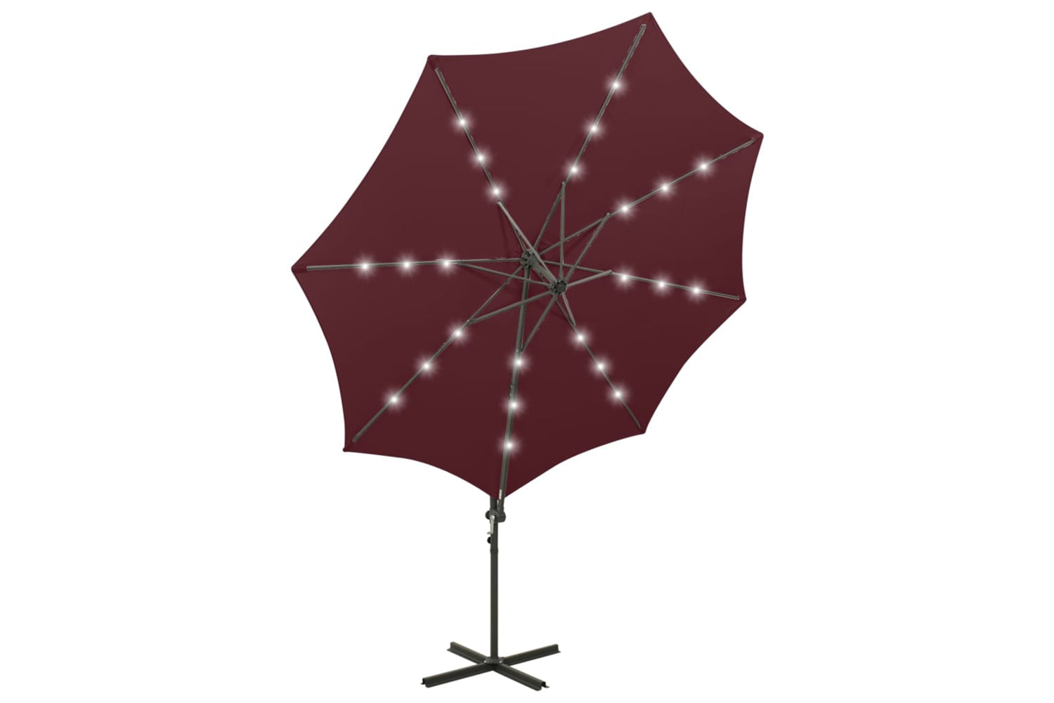 Vidaxl 312342 Cantilever Umbrella With Pole And Led Lights Bordeaux Red 300 Cm-5
