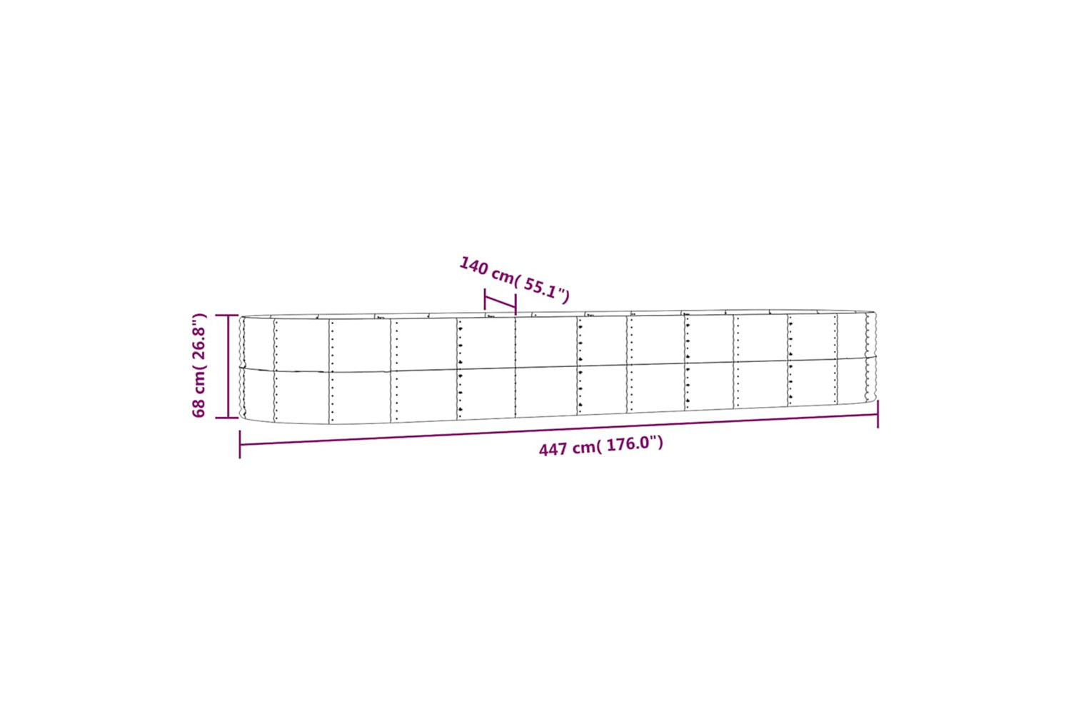 vidaXL 319111 Garden Raised Bed Anthracite 447x140x68cm Powder-coated Steel-5