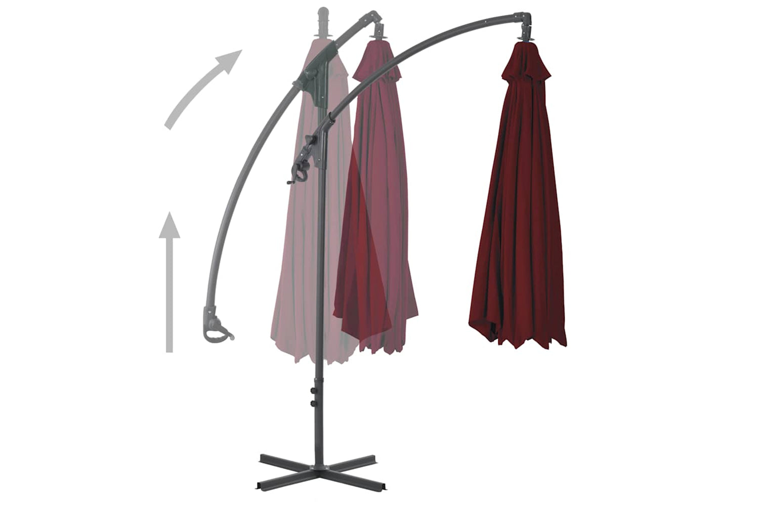 vidaXL 312510 Cantilever Umbrella With Steel Pole 250x250cm Wine Red-2