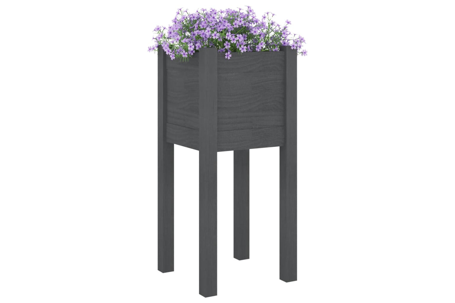 vidaXL 810783 Garden Planter Grey 31x31x70cm Solid Pinewood-2