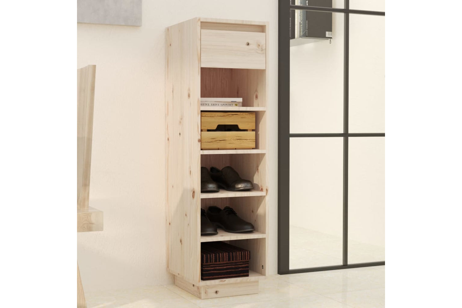 vidaXL Shoe Cabinet 30x34x105cm Solid Wood Pine-7
