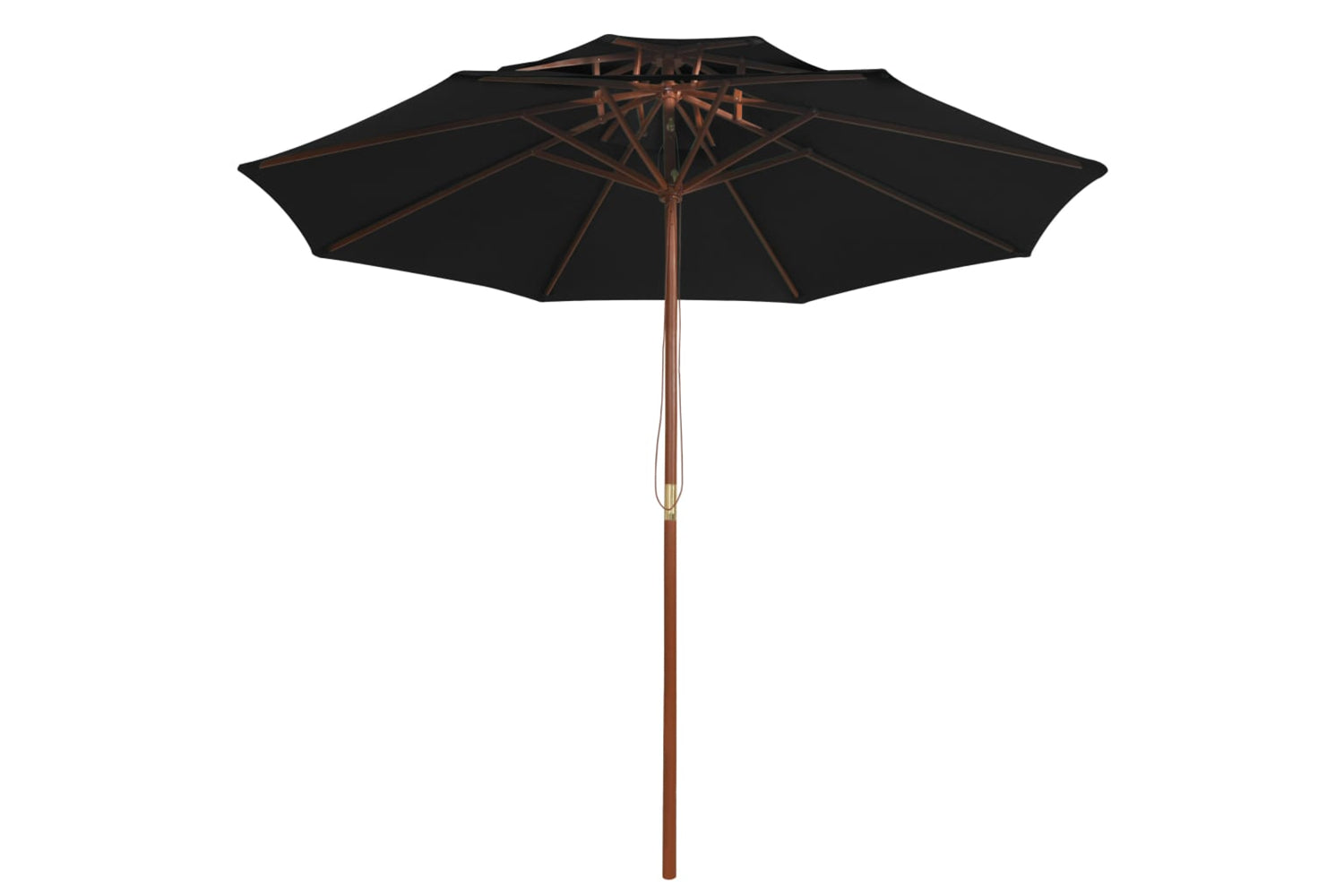 vidaXL 313766 Double Decker Parasol With Wooden Pole Black 270cm-2