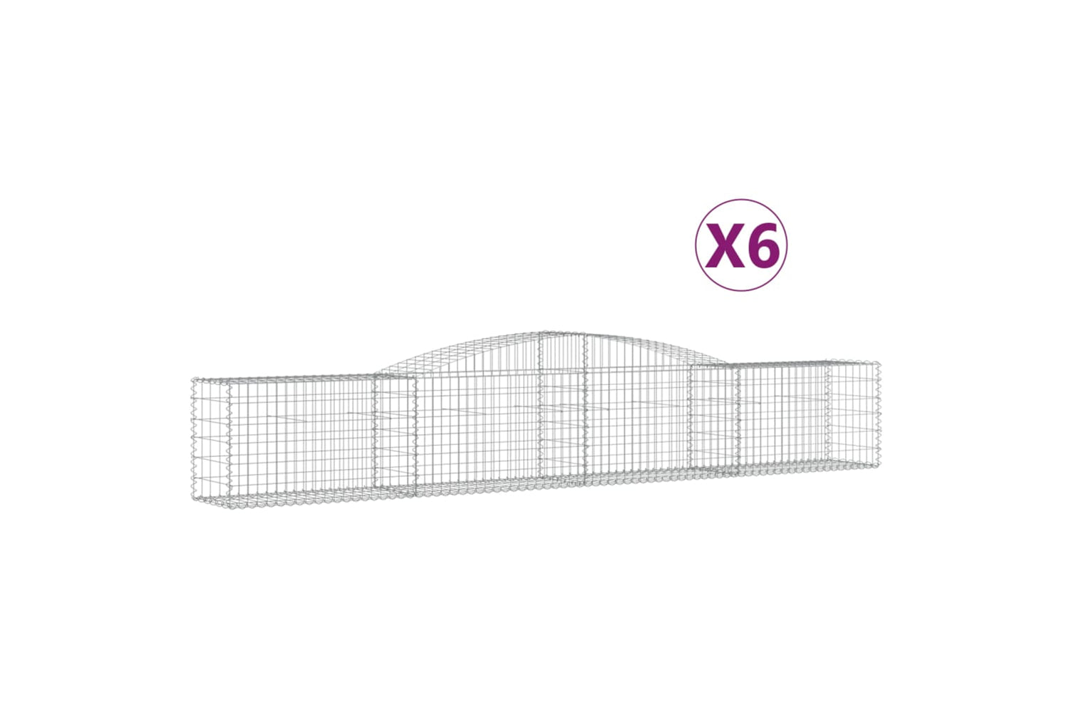 vidaXL 3146974 Arched Gabion Baskets 6 Pcs 400x50x60/80cm Galvanised Iron