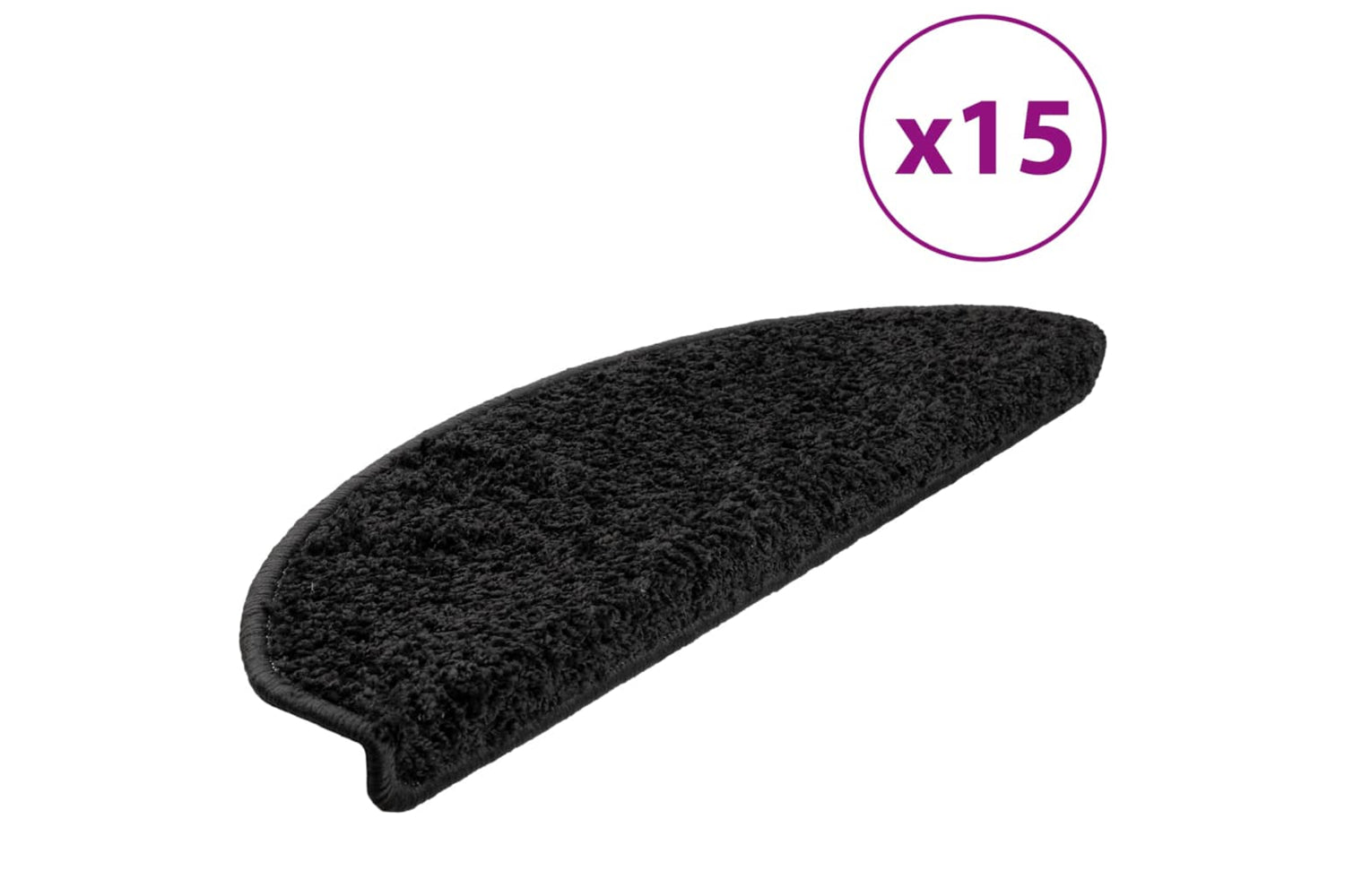 vidaXL 133901 Carpet Stair Treads 15 Pcs Black 65x21x4cm