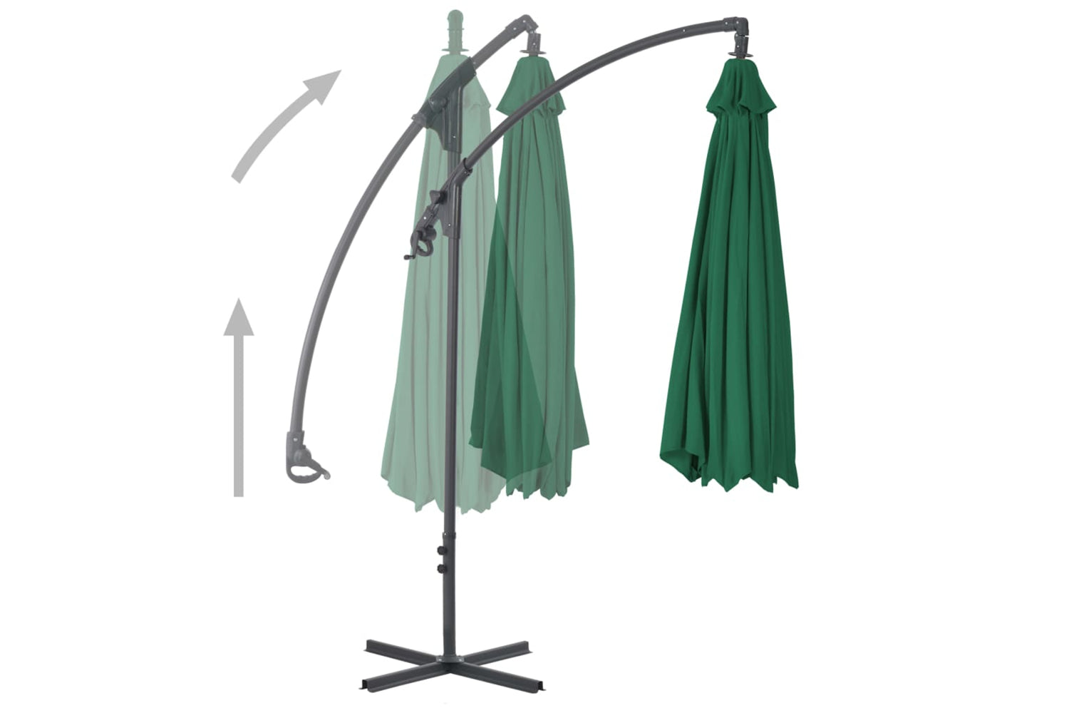 vidaXL 44873 Cantilever Umbrella With Steel Pole 300cm Green-3