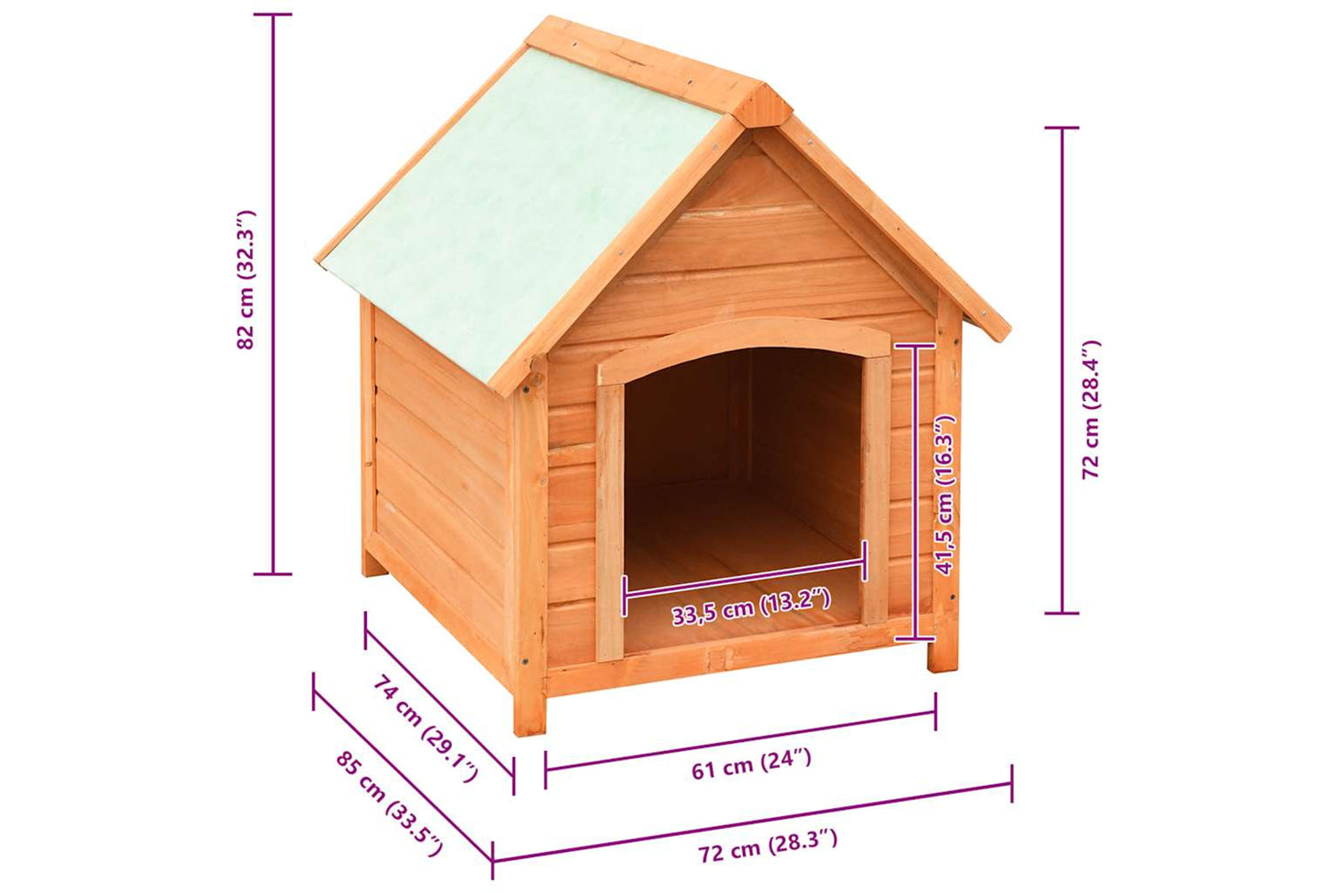 vidaXL 170639 Dog House Solid Pine & Fir Wood 72x85x82cm-8