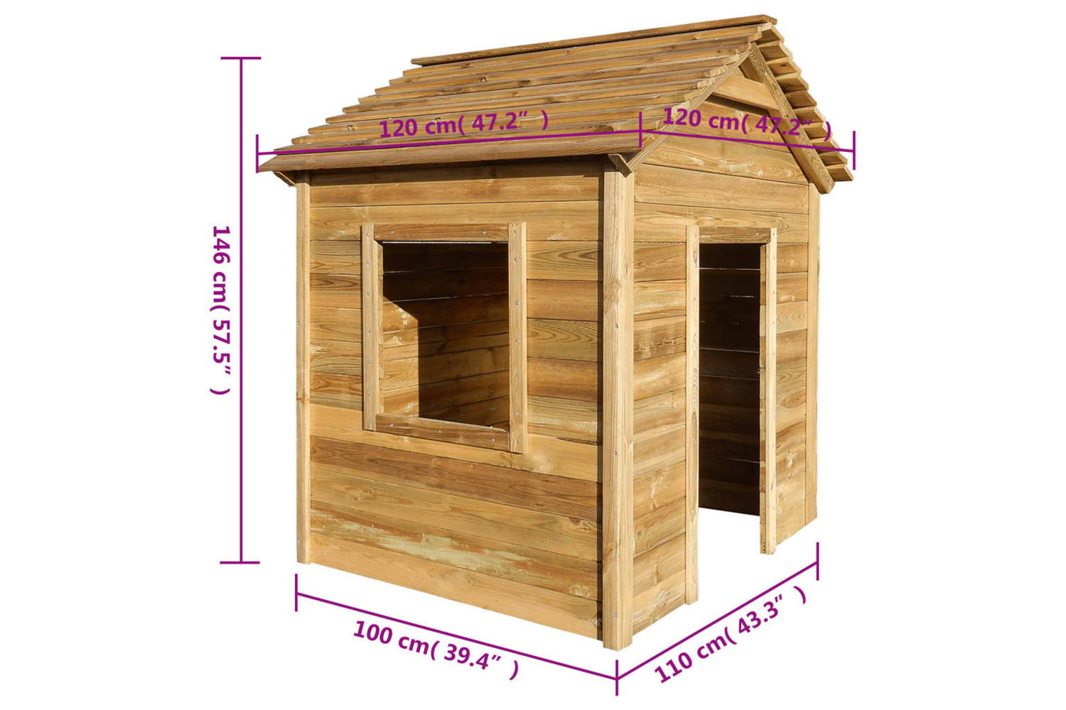 vidaXL Outdoor Playhouse 120x120x146cm Pinewood-6