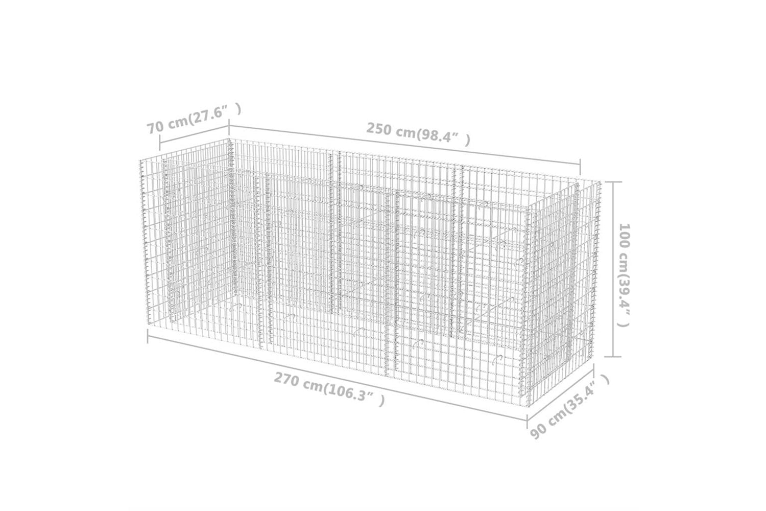 vidaXL 142554 Gabion Raised Bed Steel 270x90x100cm-6