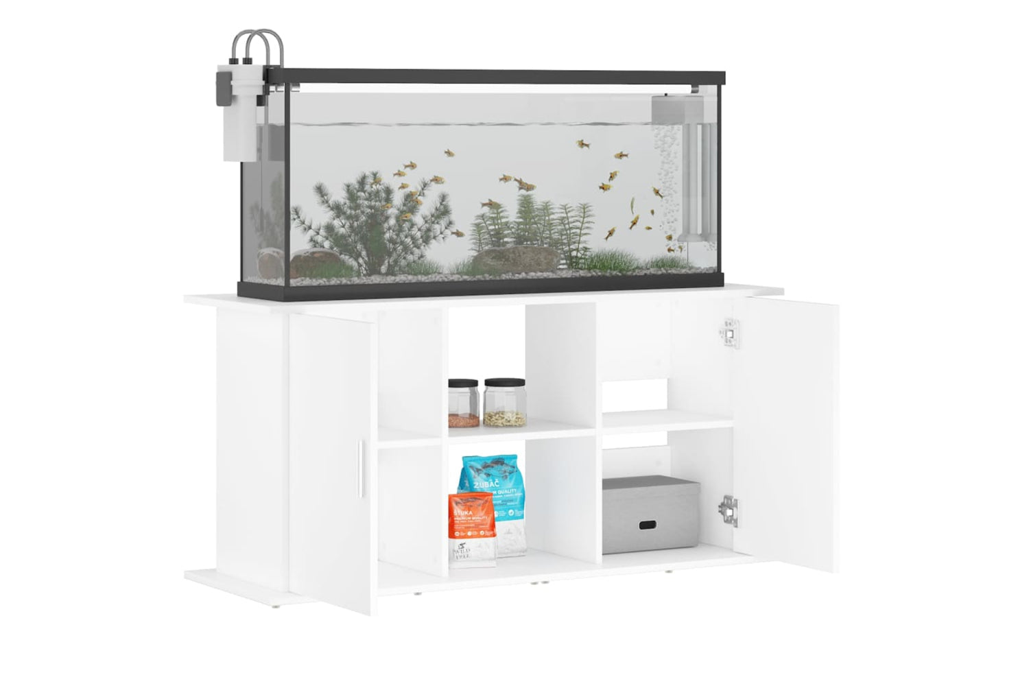 vidaXL 833615 Aquarium Stand White 121x41x58cm Engineered Wood-3