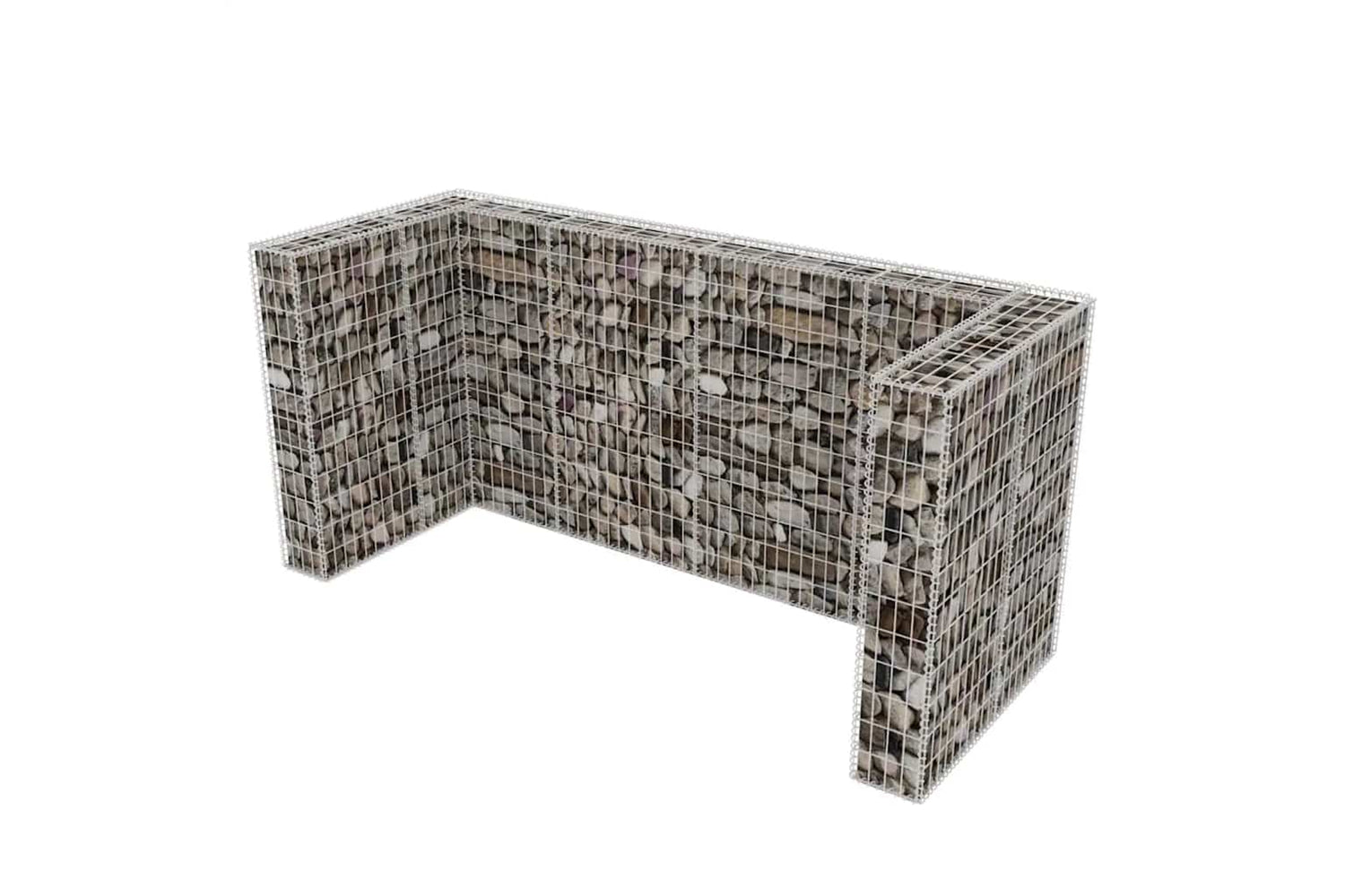 vidaXL 142560 Gabion Triple Wheelie Bin Surround Steel 250x100x120cm-3