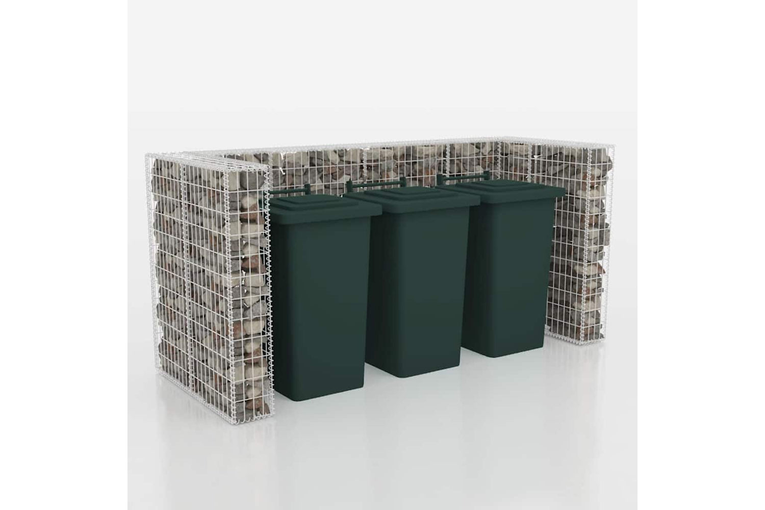 vidaXL 142560 Gabion Triple Wheelie Bin Surround Steel 250x100x120cm-2
