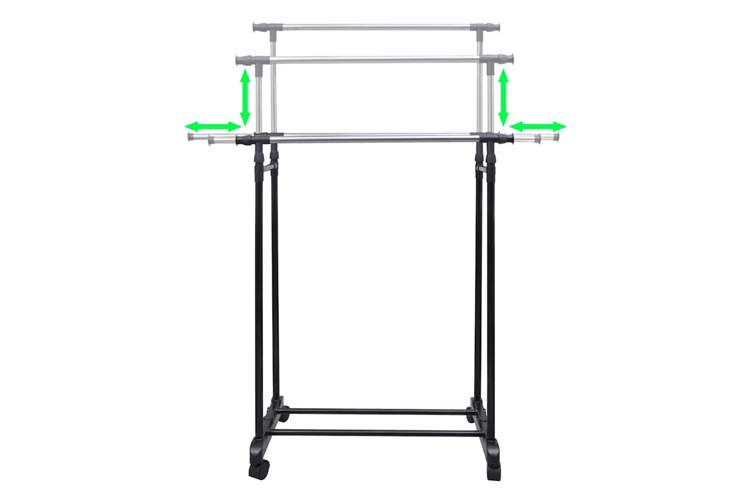 Vidaxl 270182 Adjustable Clothes Racks 2 Pcs 2 Hanging Rails-3