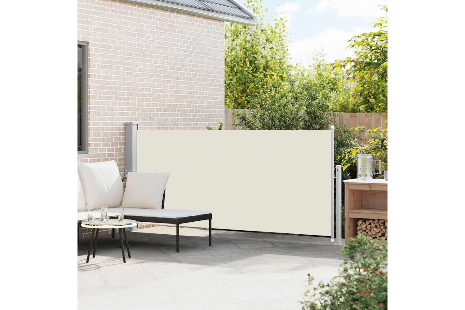 vidaXL 45354 Retractable Side Awning 140 X 300cm Cream-2